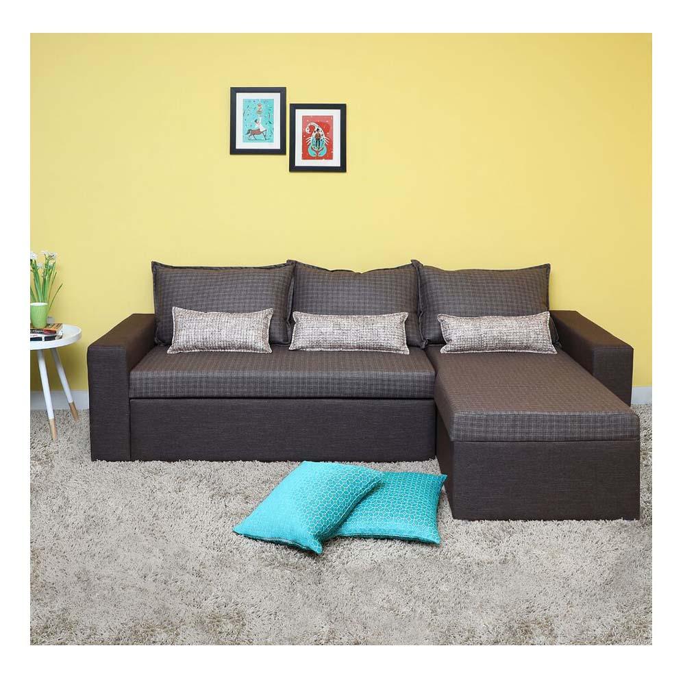 Rio Fabric Sofa Cum Bed in Brown Colour