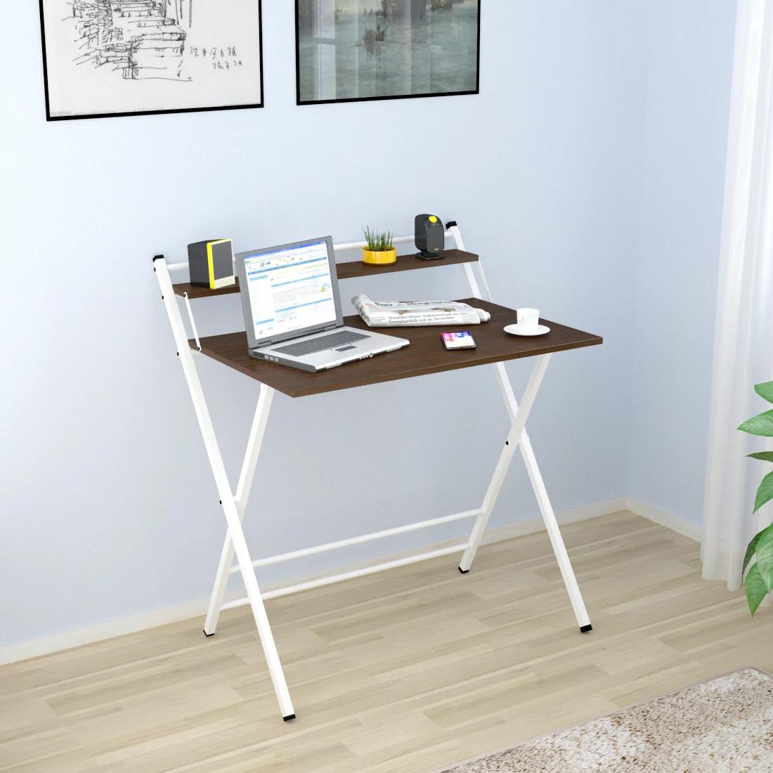 Cognac Metal Folding Computer Table