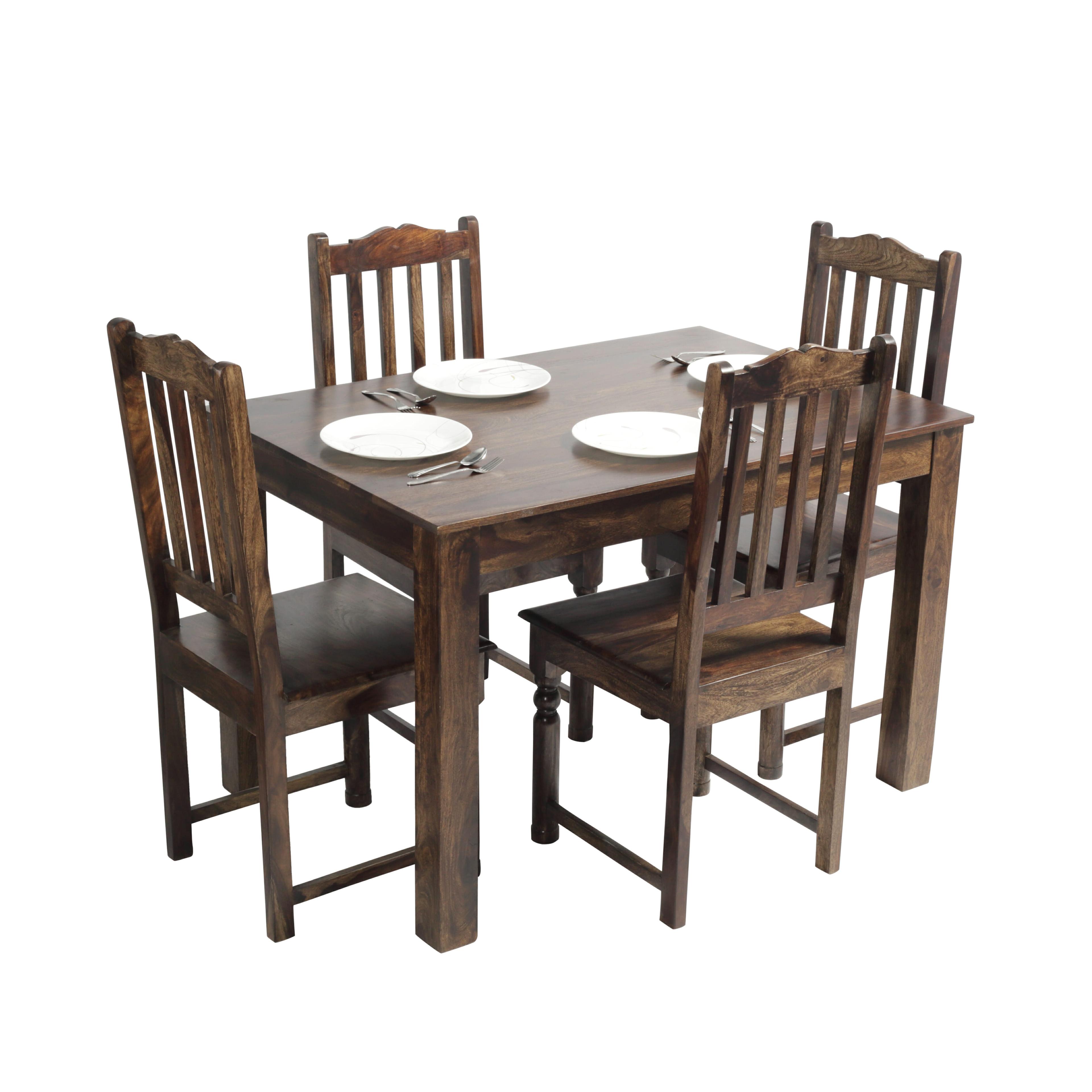 Garwyn 1+4 Sheesham Wood Dining Set in Walnut Colour