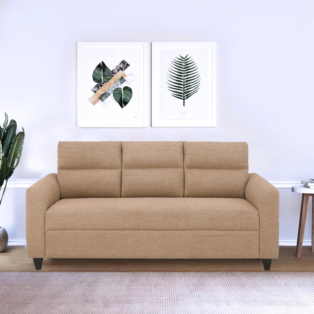 Tessa 3 Seater Fabric Sofa in Brown Colour