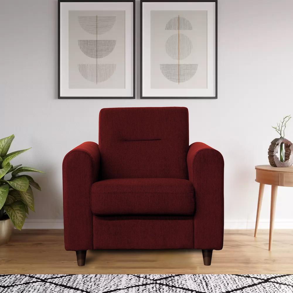 Delaney 1 Seater Fabric Sofa in Red Colour