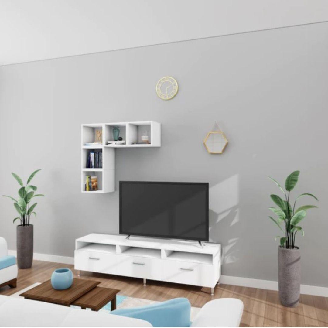 Gaalan Engineered Wood TV Unit in White Colour