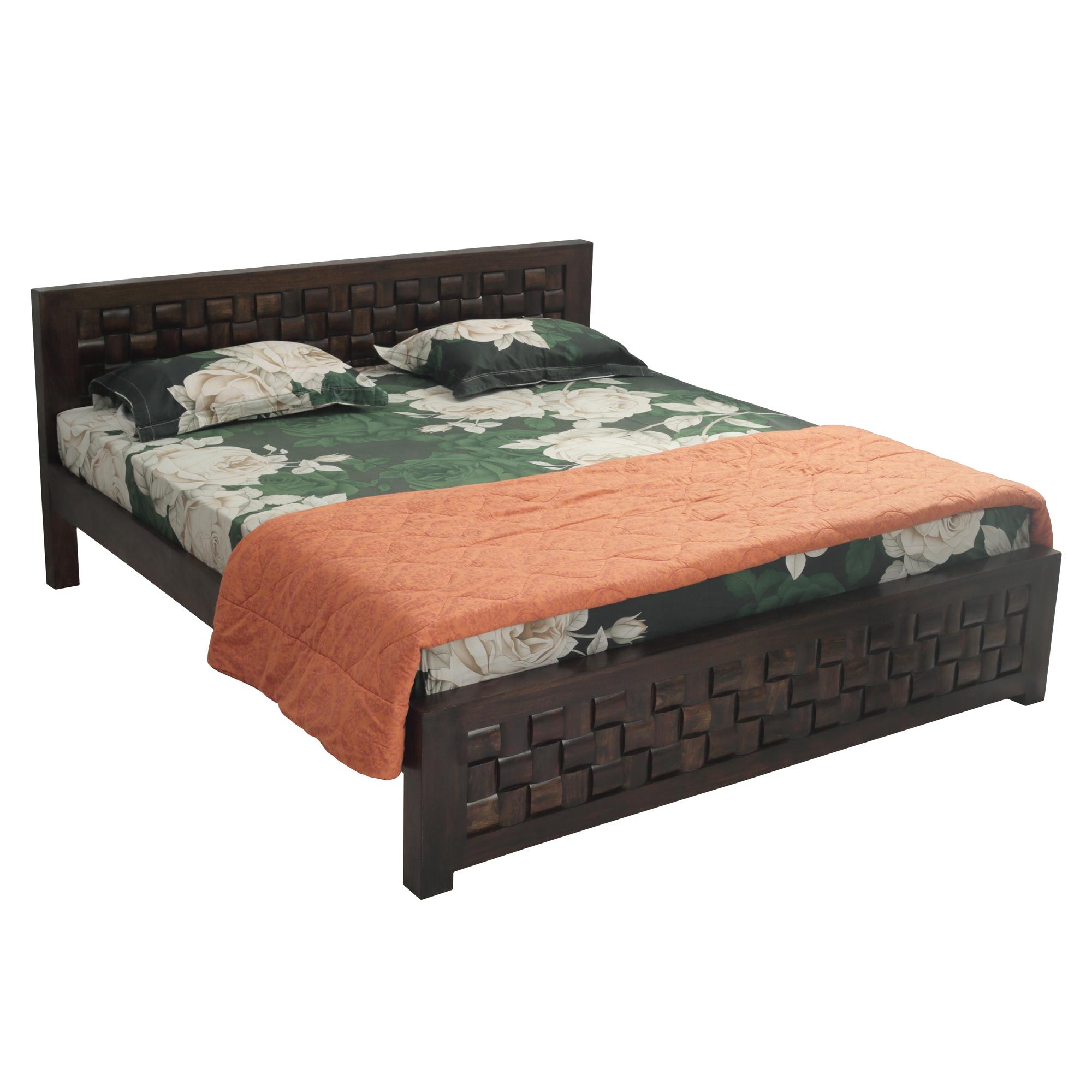 Acropolis Solid Wood Queen Size Bed in Provincial Teak Finish