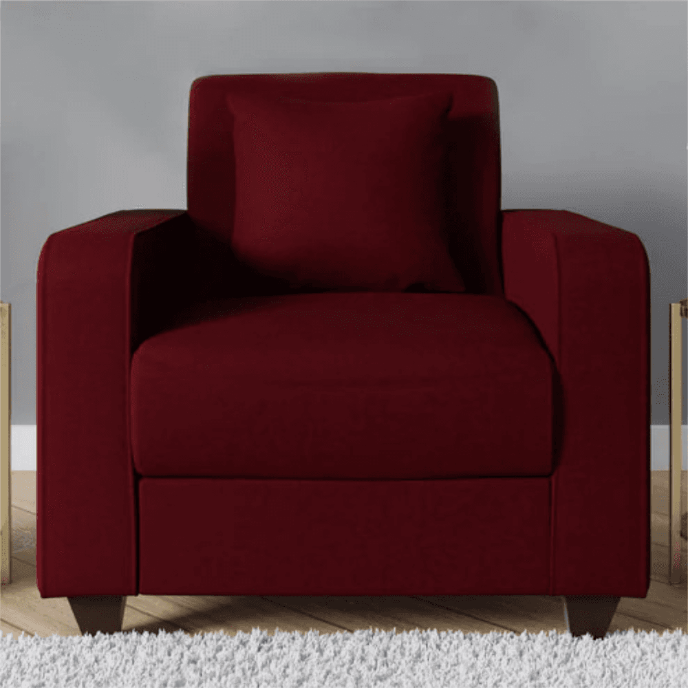 Naples One Seater Sofa in Garnet Red Colour