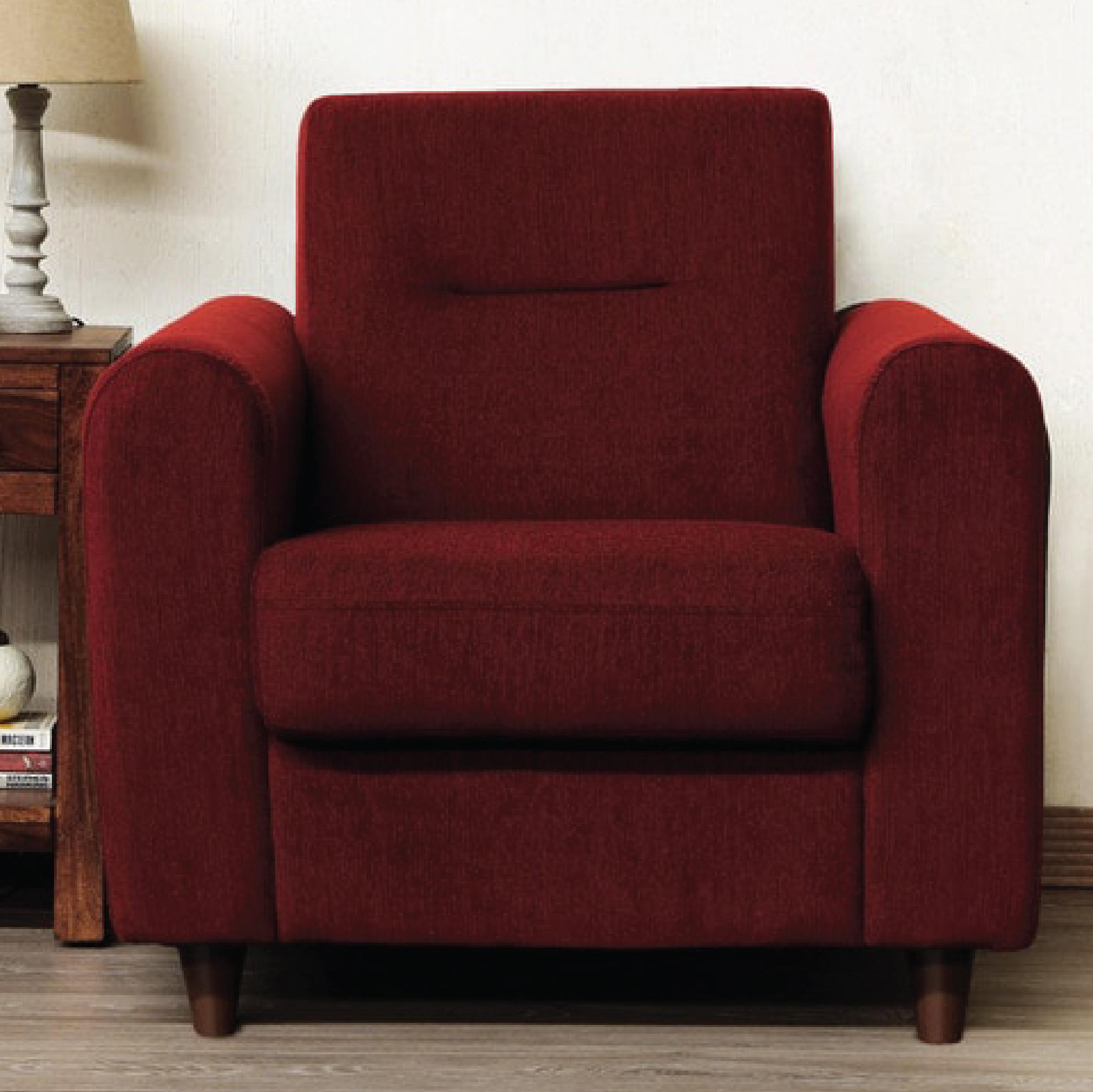Nola One Seater Sofa in Garnet Red Colour