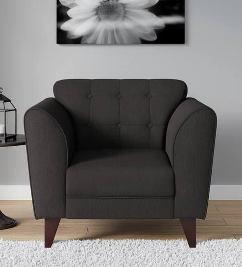 Ortici One Seater Sofa in Charcoal Grey Color