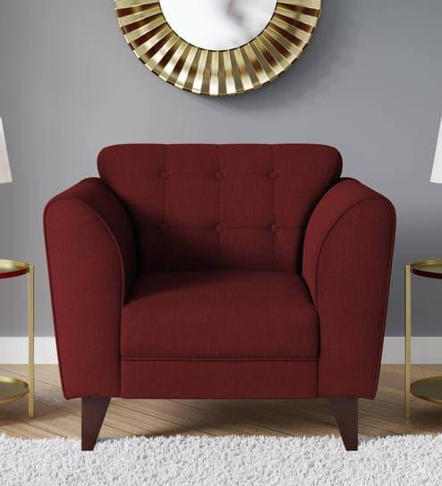 Ortici One Seater Sofa in Garnet Red Color