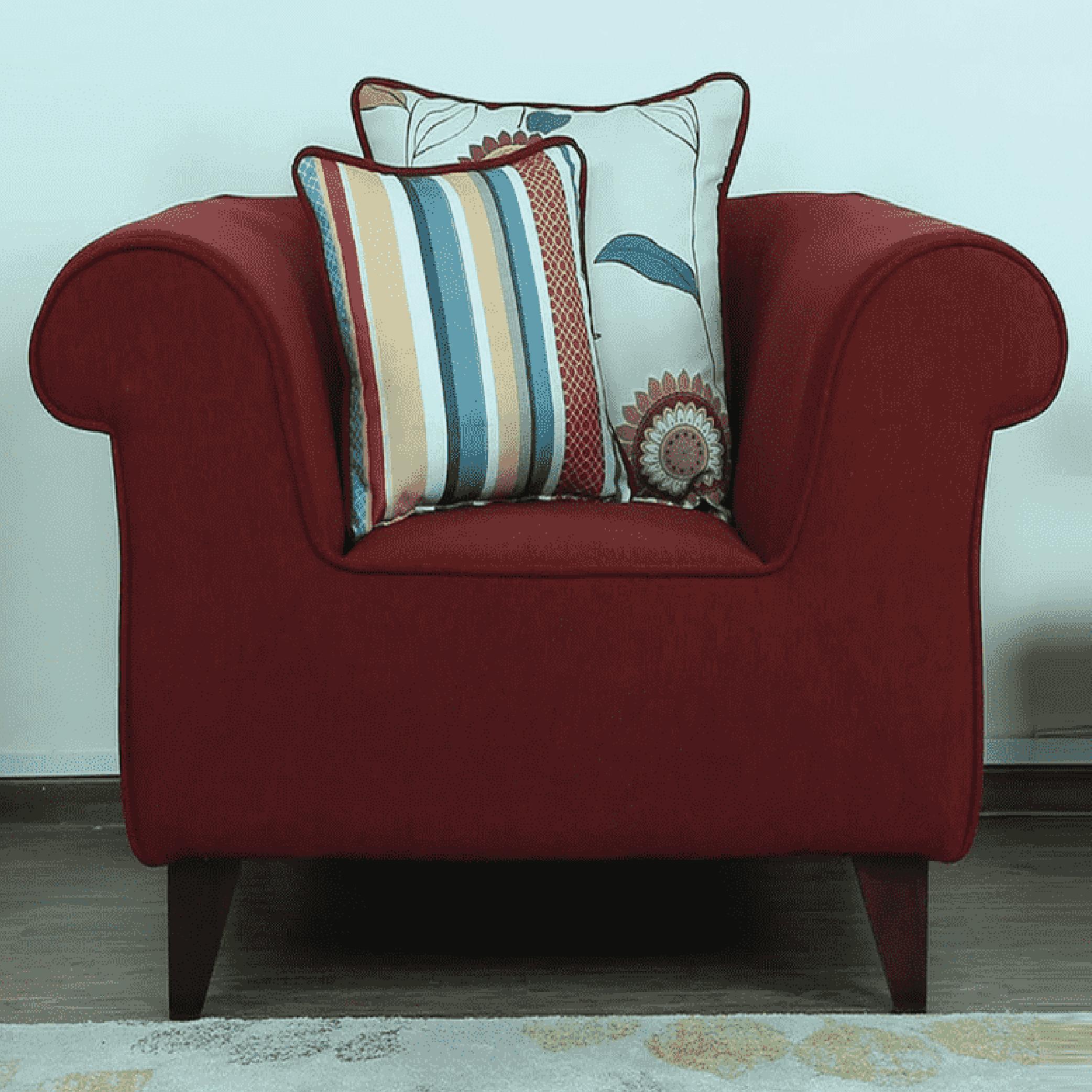 Salerno One Seater Sofa in Garnet Red Colour