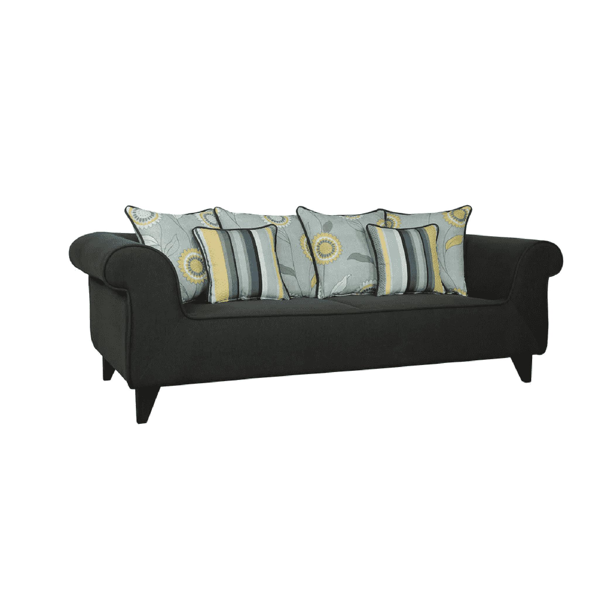Salerno Three Seater Sofa in Charcoal Grey Colour
