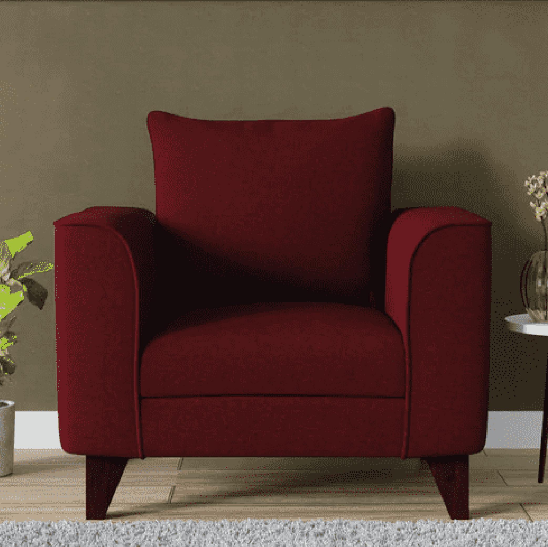 Sessa One Seater Sofa in Garnet Red Colour