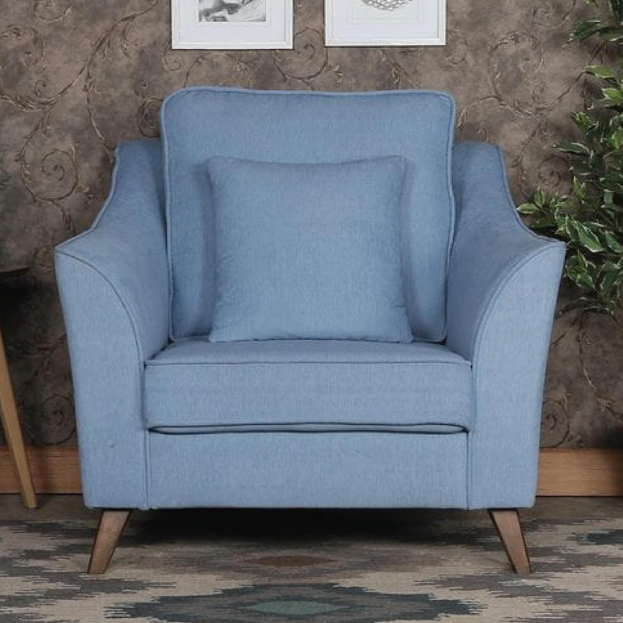 Sessa One Seater Sofa in Ice Blue Colour