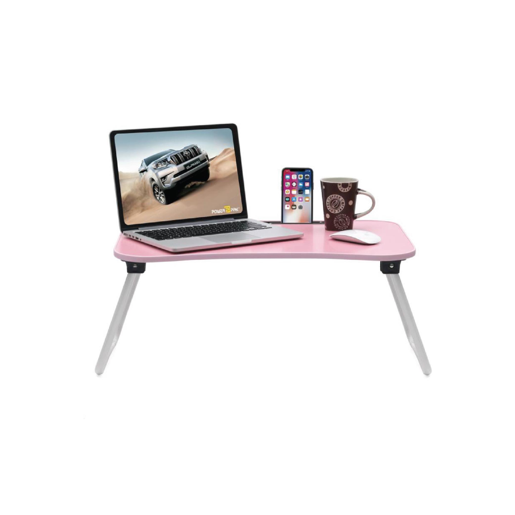 Calips Foldable Wood Portable Pink Laptop Table