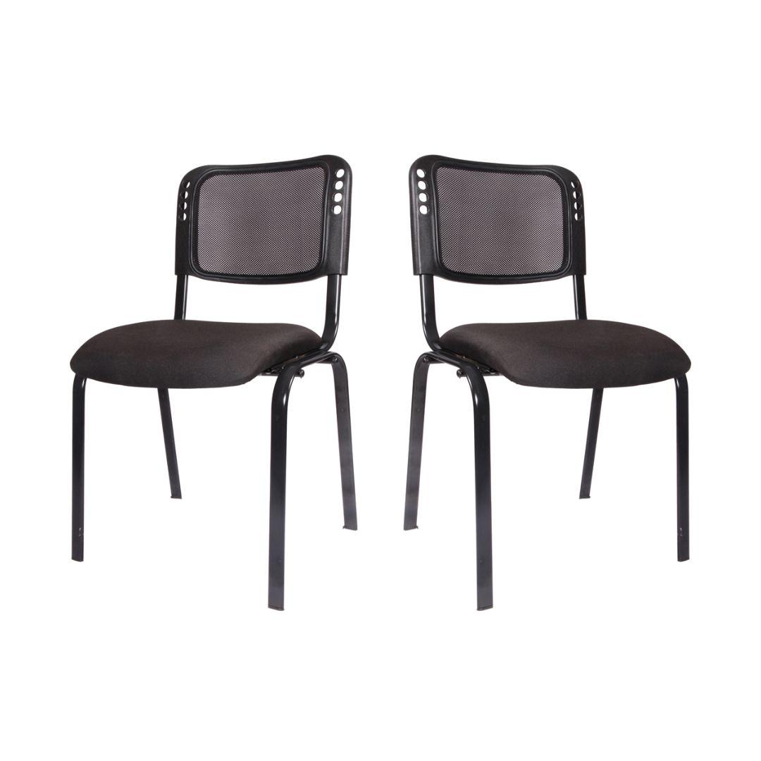 Jaxxon Set of 2 Mesh Fix Visitor Chair in Black Colour