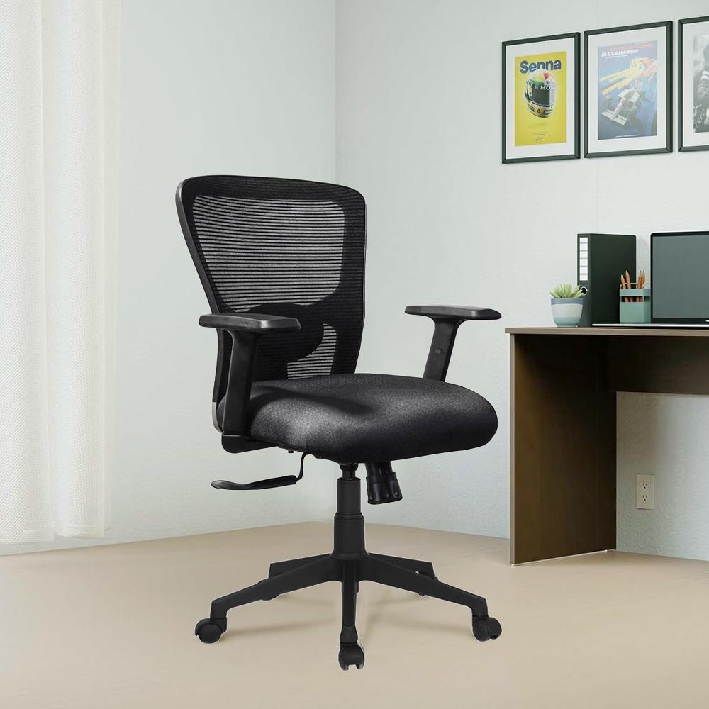 Quads Medium Back Office Chair in Black Colour