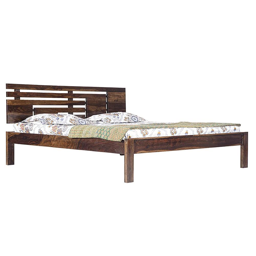Artistic Queen Size Solid Wooden Beds In Provincial Teak Finish