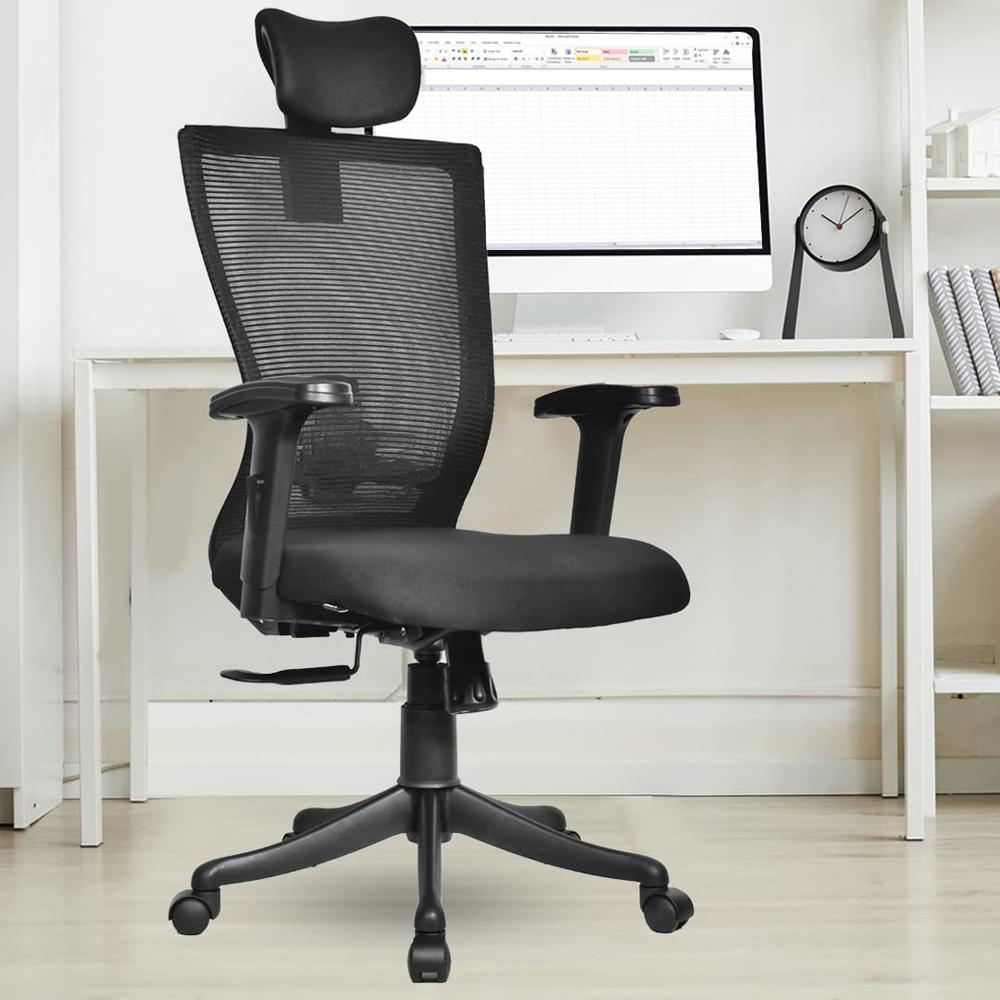 Zest High Back Ergonomic Chairs In Black Colour