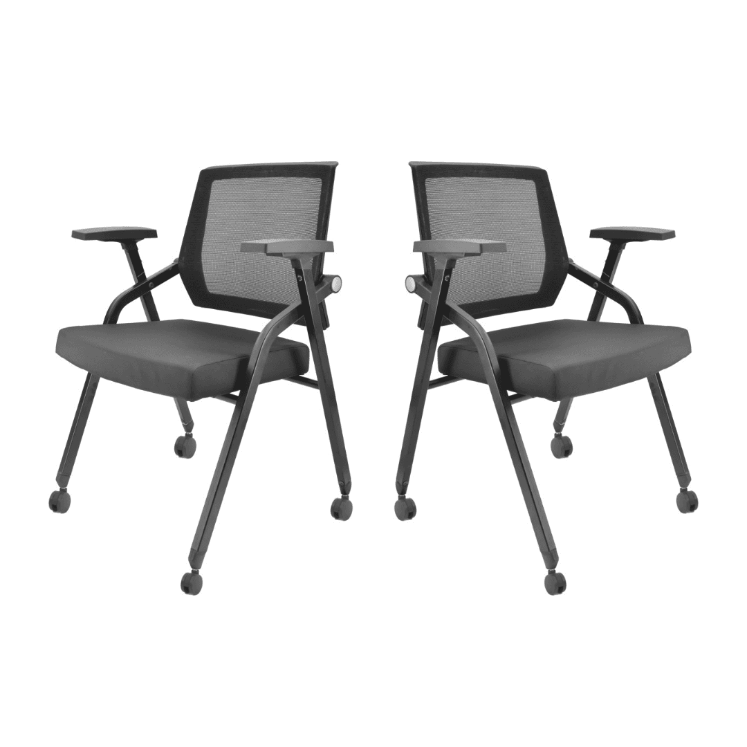 Dim Set of 2 Training Chair with Wheel in Black Colour