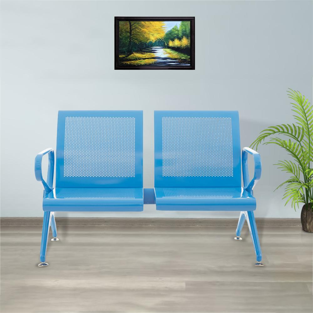 Morgan Two Seater Airport Sofa Blue Colour Powder Coated