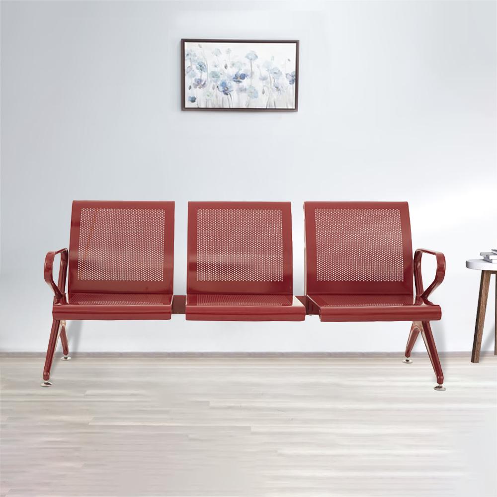 Morgan Three Seater Airport Sofa Red Colour Powder Coated