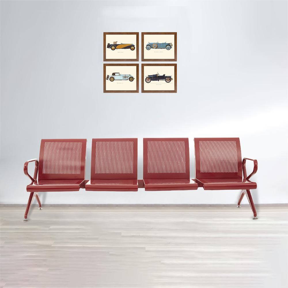 Zara Four Seater Airport Sofa Red Colour Powder Coated