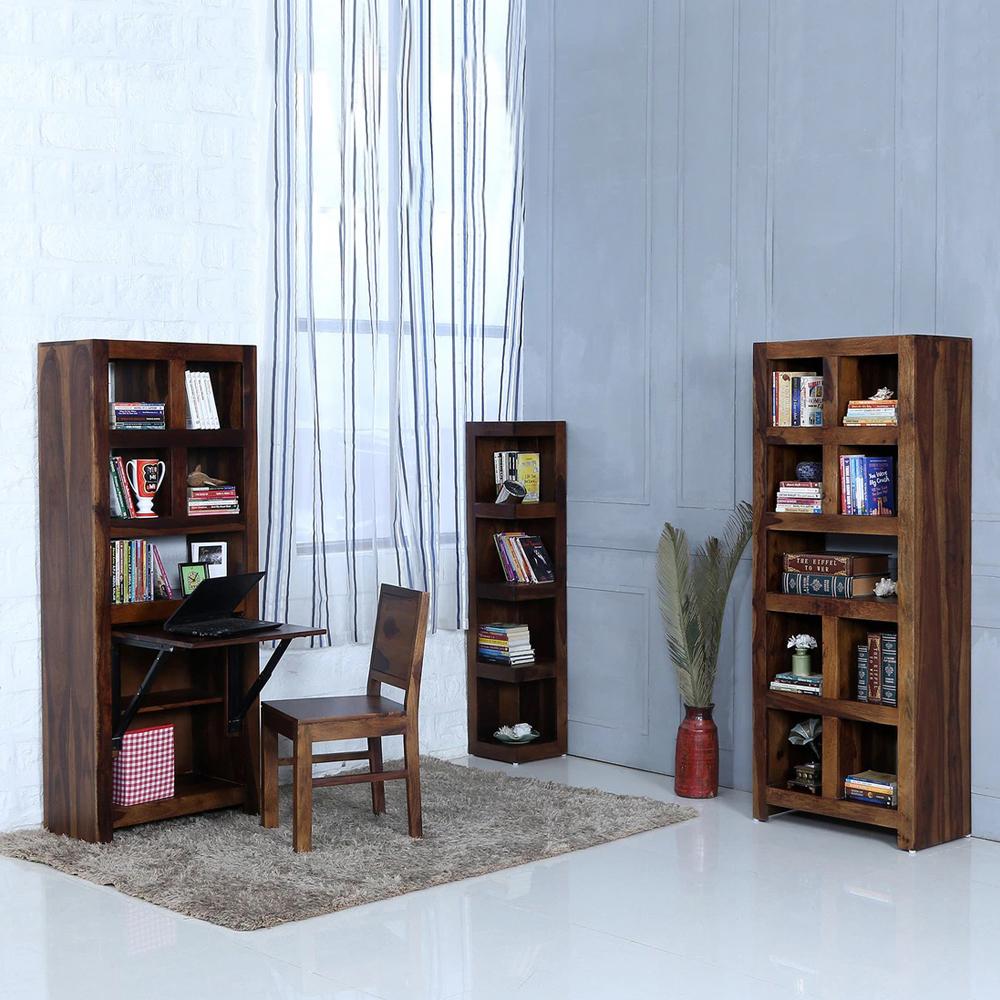 Frances Sheesham Wood Computer Table With Book Shelf