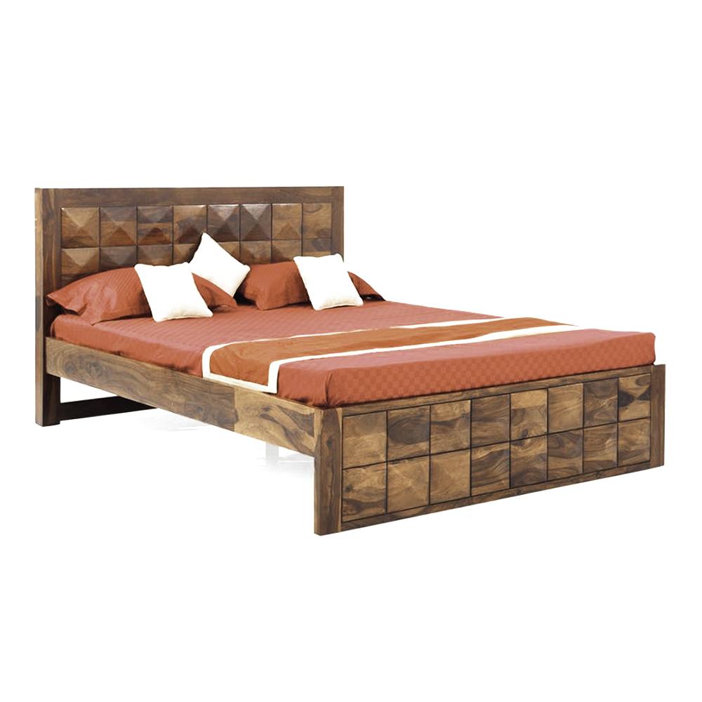 Charley Queen Size Sheesham Wood Bed Without Storage