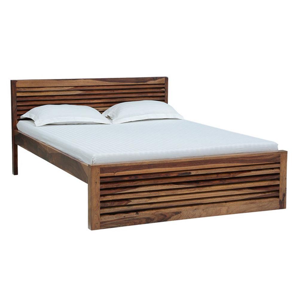 Eugene Queen Size Solid Wooden Bed In Provincial Teak Finish