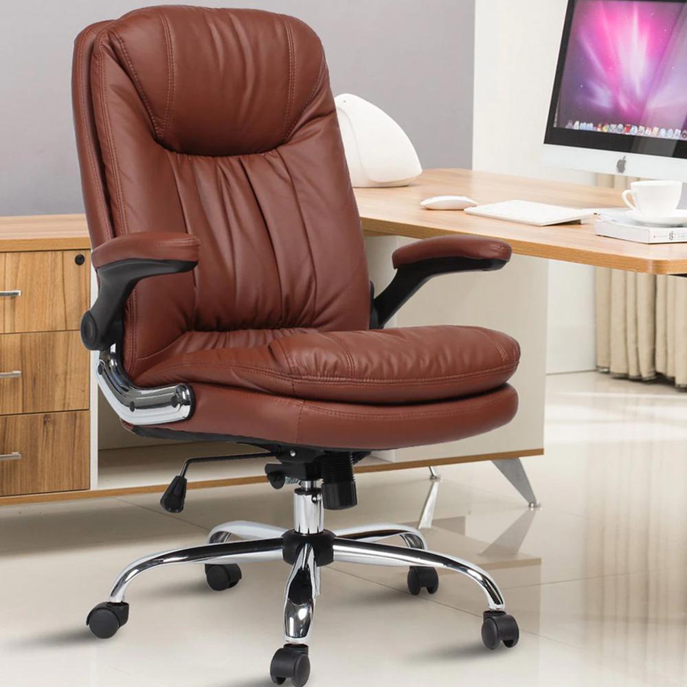 Toby High Back Leatherette Executive Chair in Brown Colour