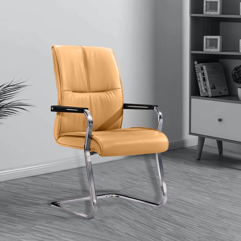 Epsy Medium Back Leatherette Visitor Chair in Beige Color