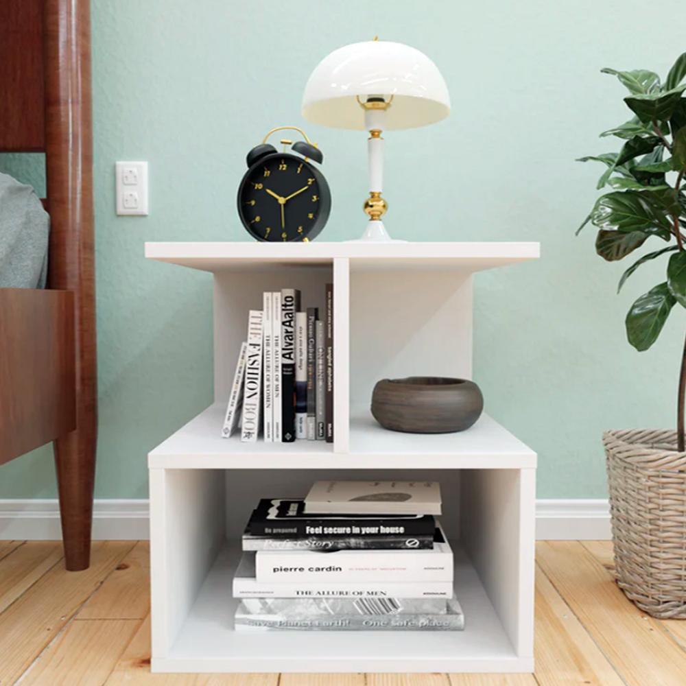 Ashby Engineered Wood Bedside Table in White Colour