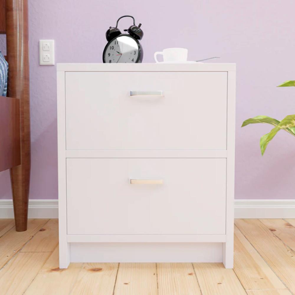 Amo Engineered Wood Bedside Table in White Colour