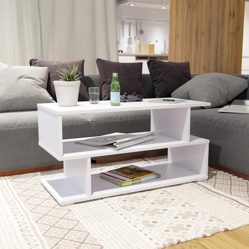 Carora Engineered Wood Coffee Table in White Color
