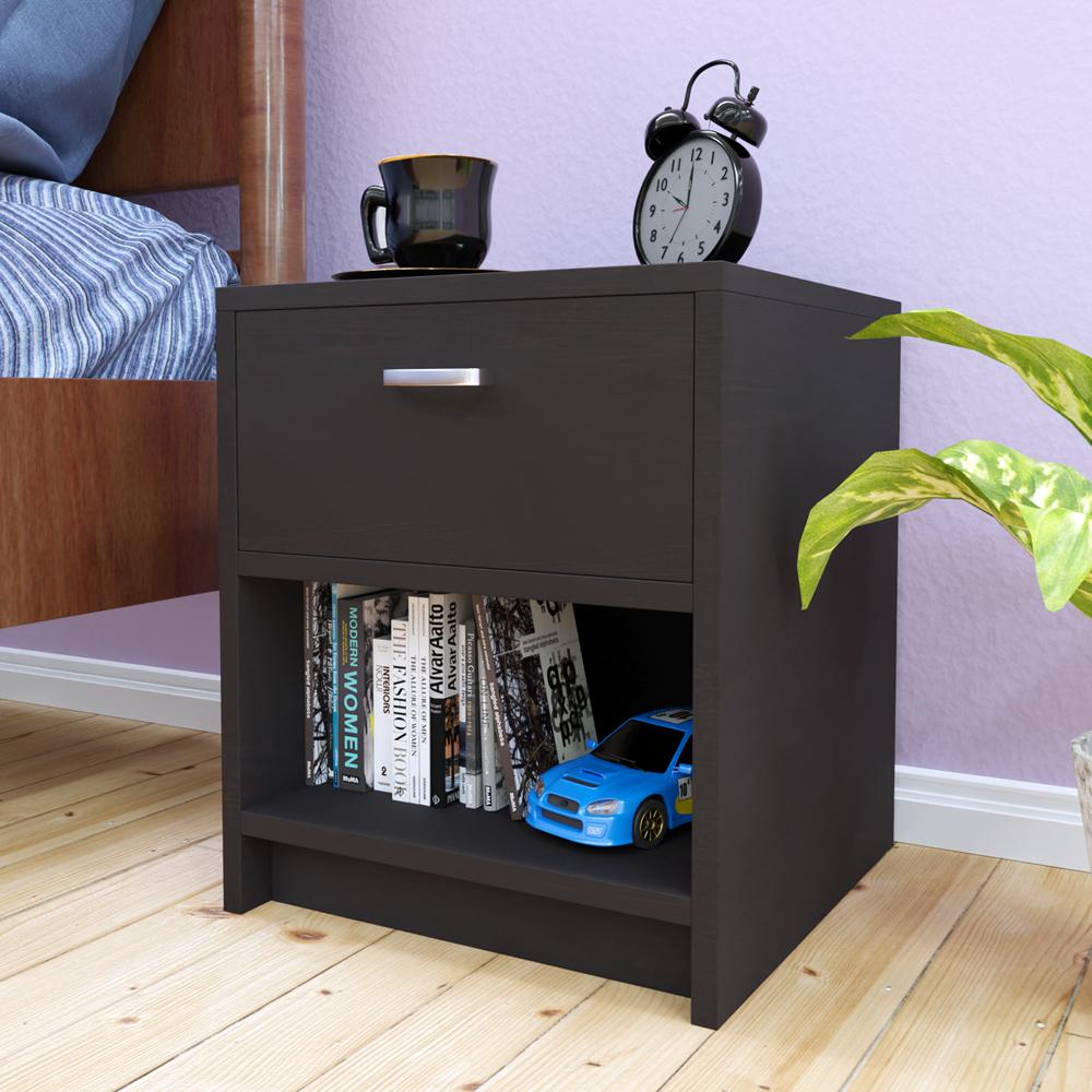 Greve Engineered Wood Bedside Table in Wenge Colour