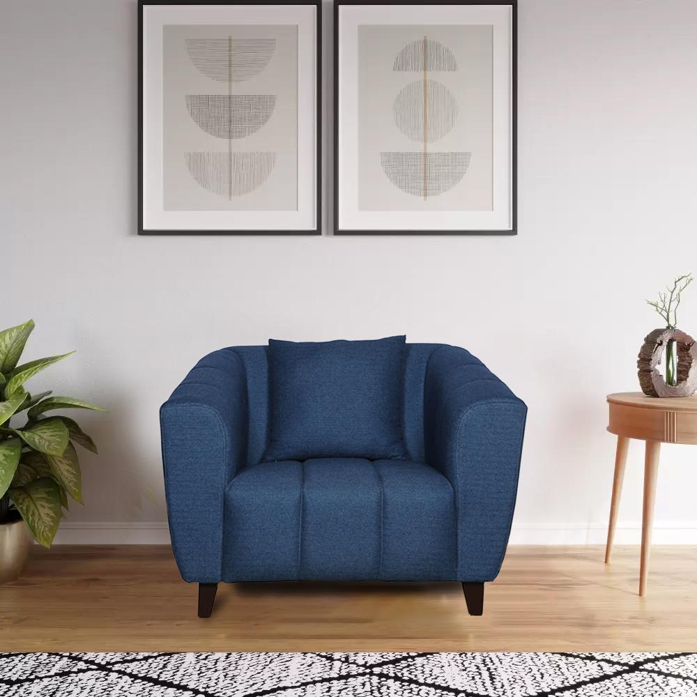 Talia 1 Seater Fabric  Sofa in Blue Colour