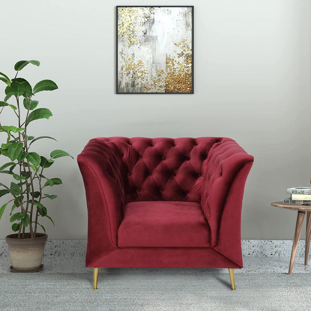 Palmer 1 Seater Suede Sofa in Red Colour