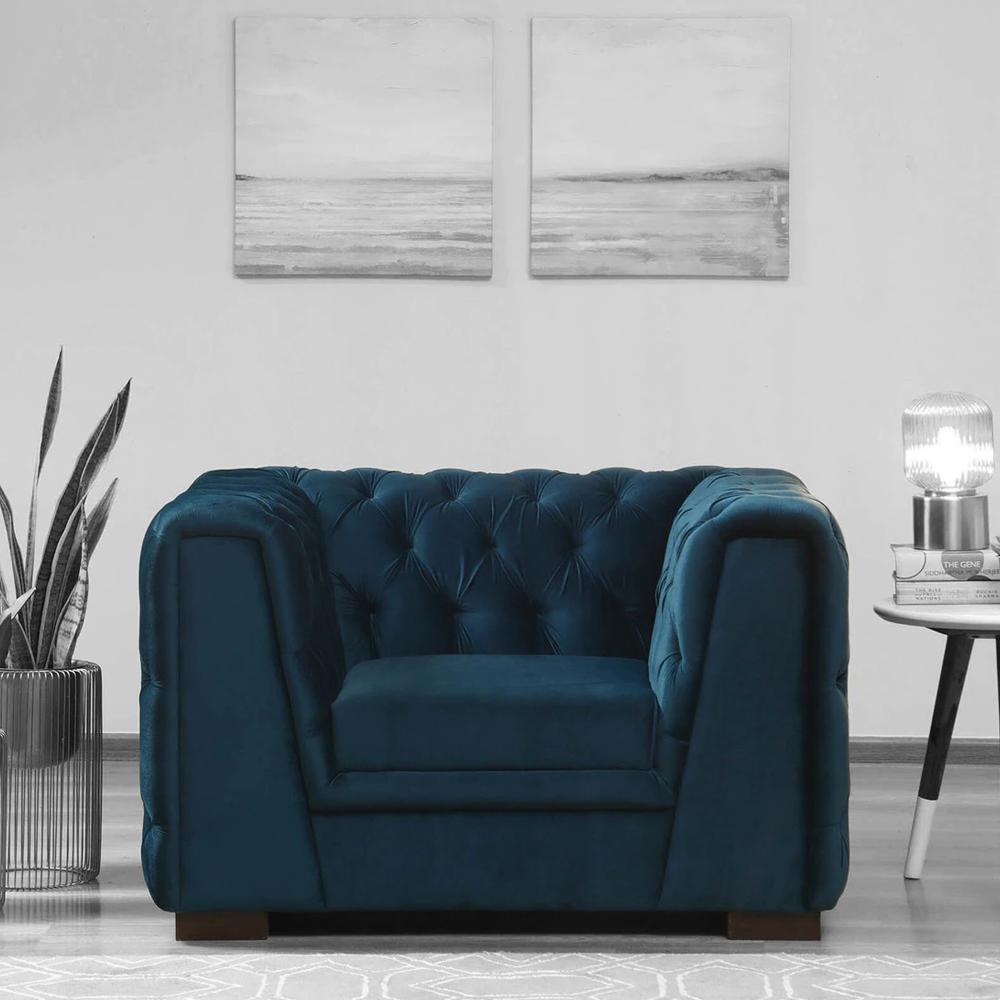 Amina 1 Seater Suede Sofa in Blue Colour
