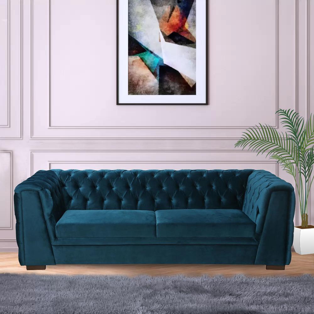 Amina 3+1+1 Fabric Sofa Set in Blue Colour
