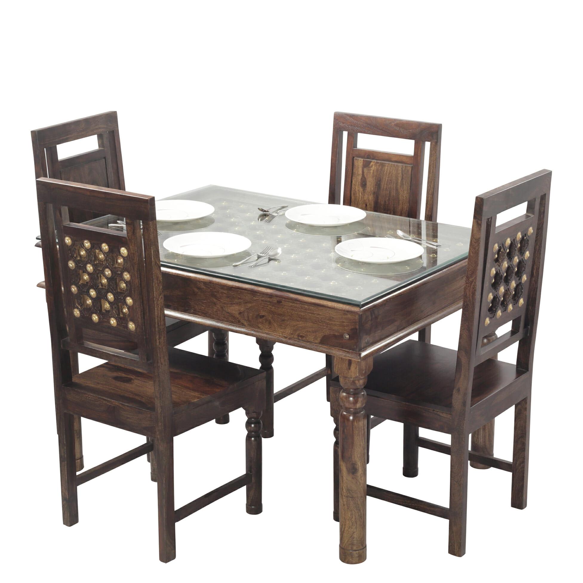 Bodhi 1+4 Sheesham Wood Dining Set in Walnut Colour