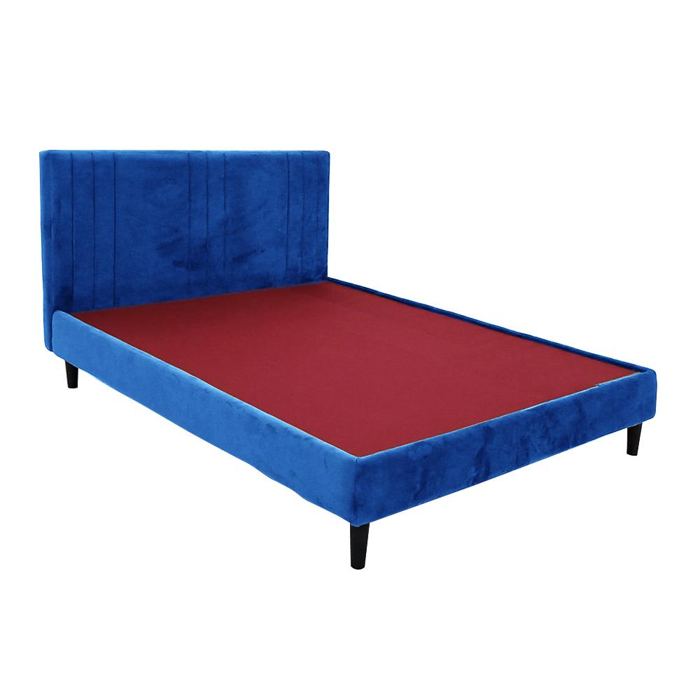 Cassio Queen Size Upholstered Bed In Blue Colour
