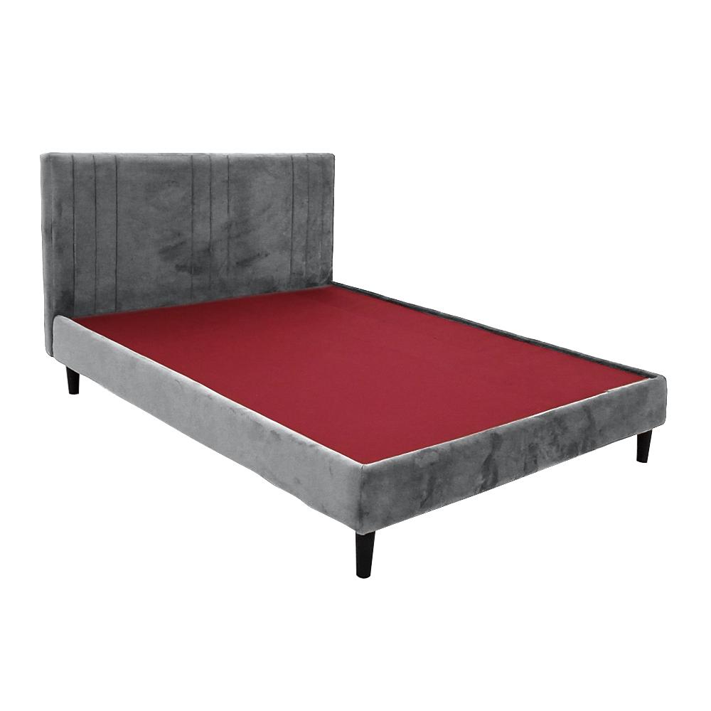Cassio Queen Size Upholstered Bed In Grey Colour