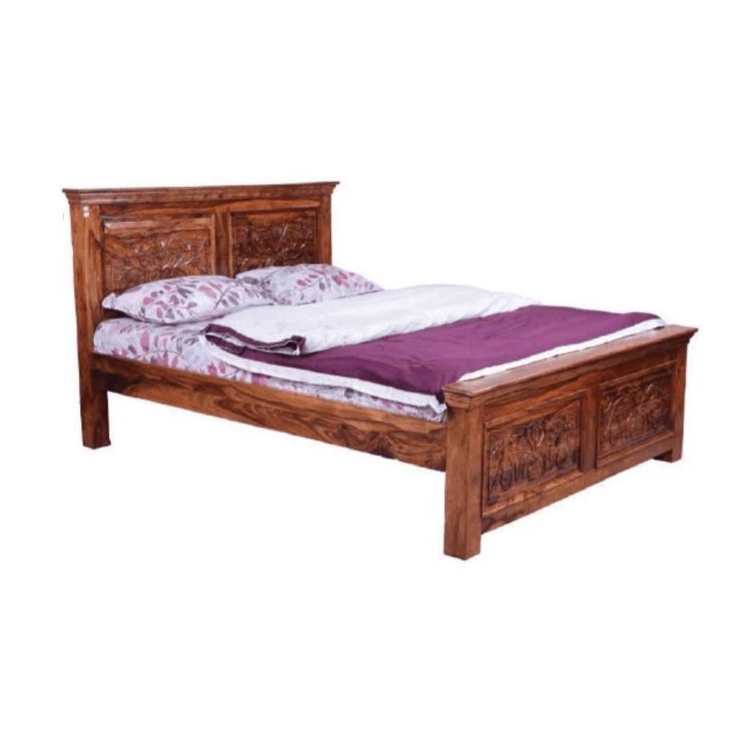 Alfric King Size Sheesham Wood Bed in Walnut Colour