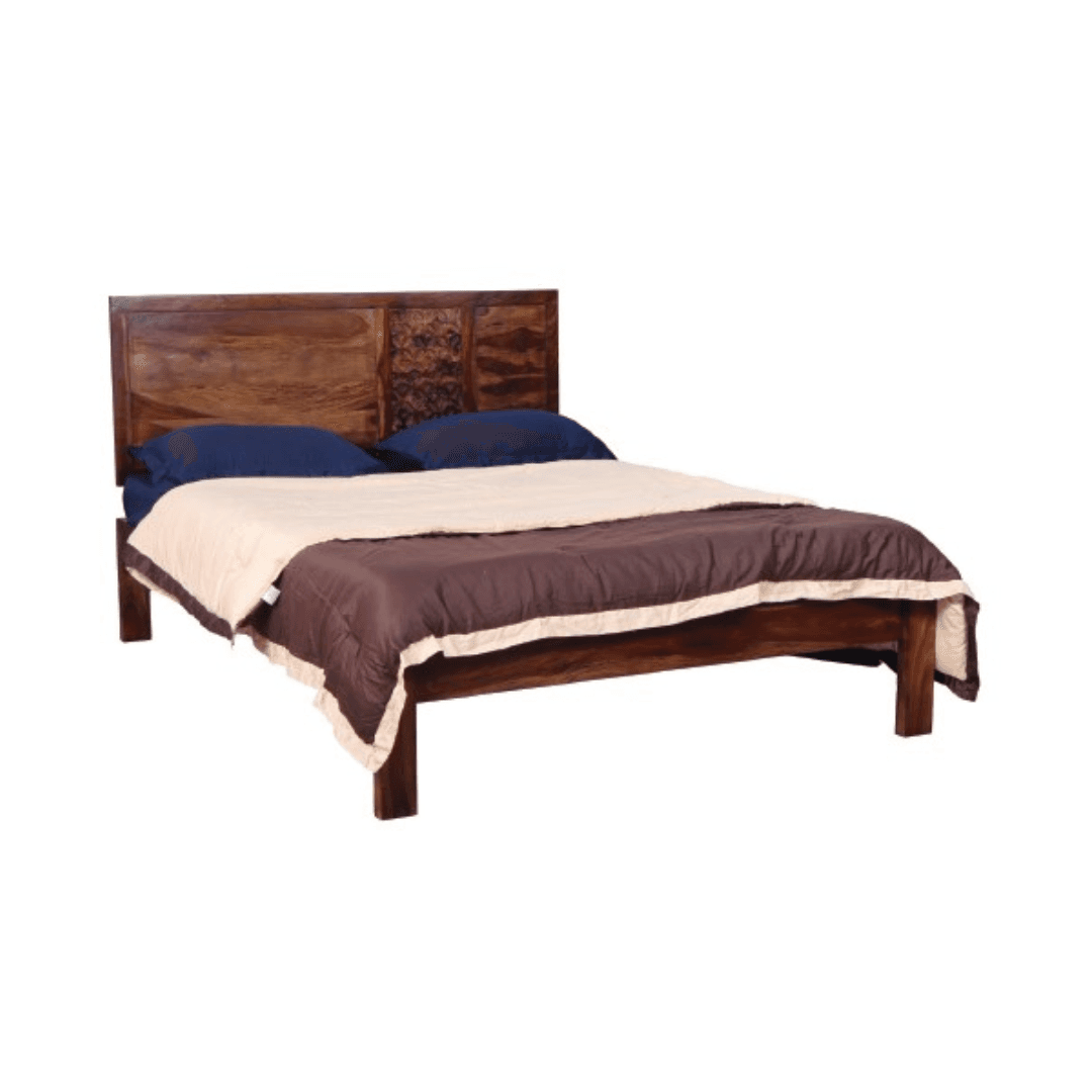 Henrik King Size Sheesham Wood Bed in Walnut Colour