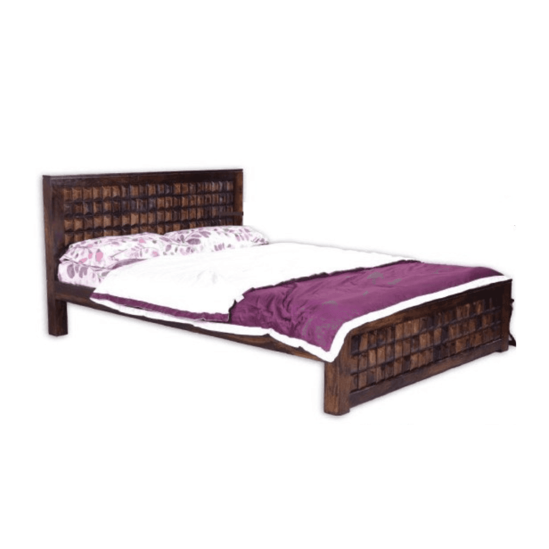 Lagan King Size Sheesham Wood Bed in Walnut Colour