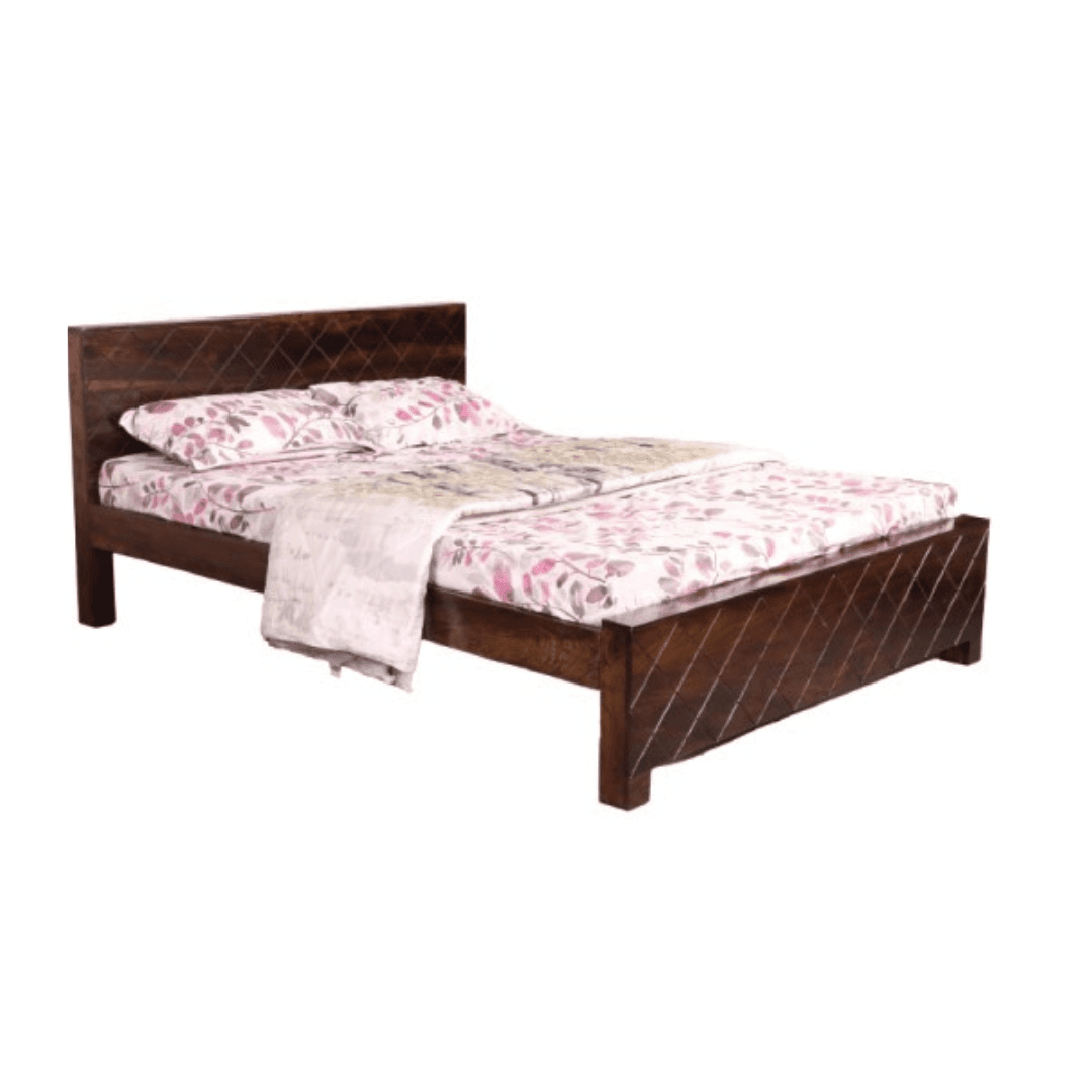 Malice King Size Sheesham Wood Bed in Walnut Colour