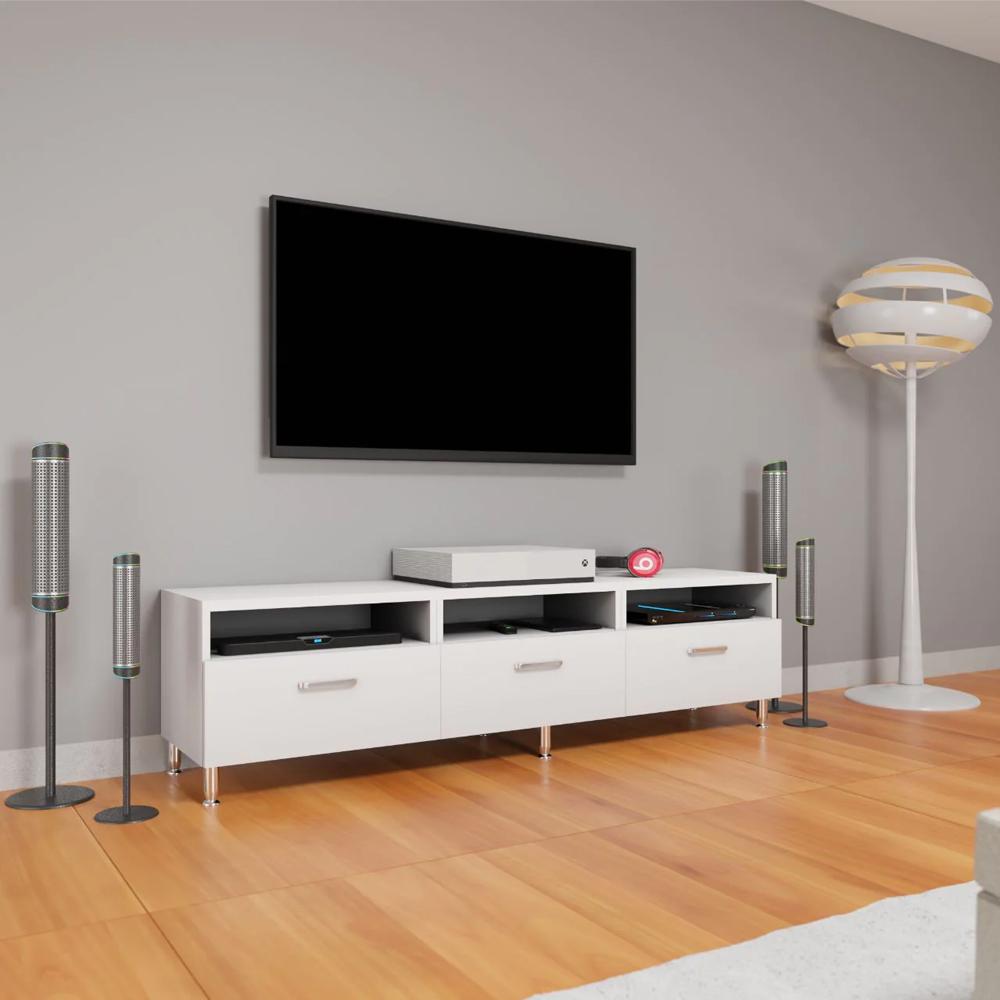 Finser Engineered Wood TV Unit in White Colour