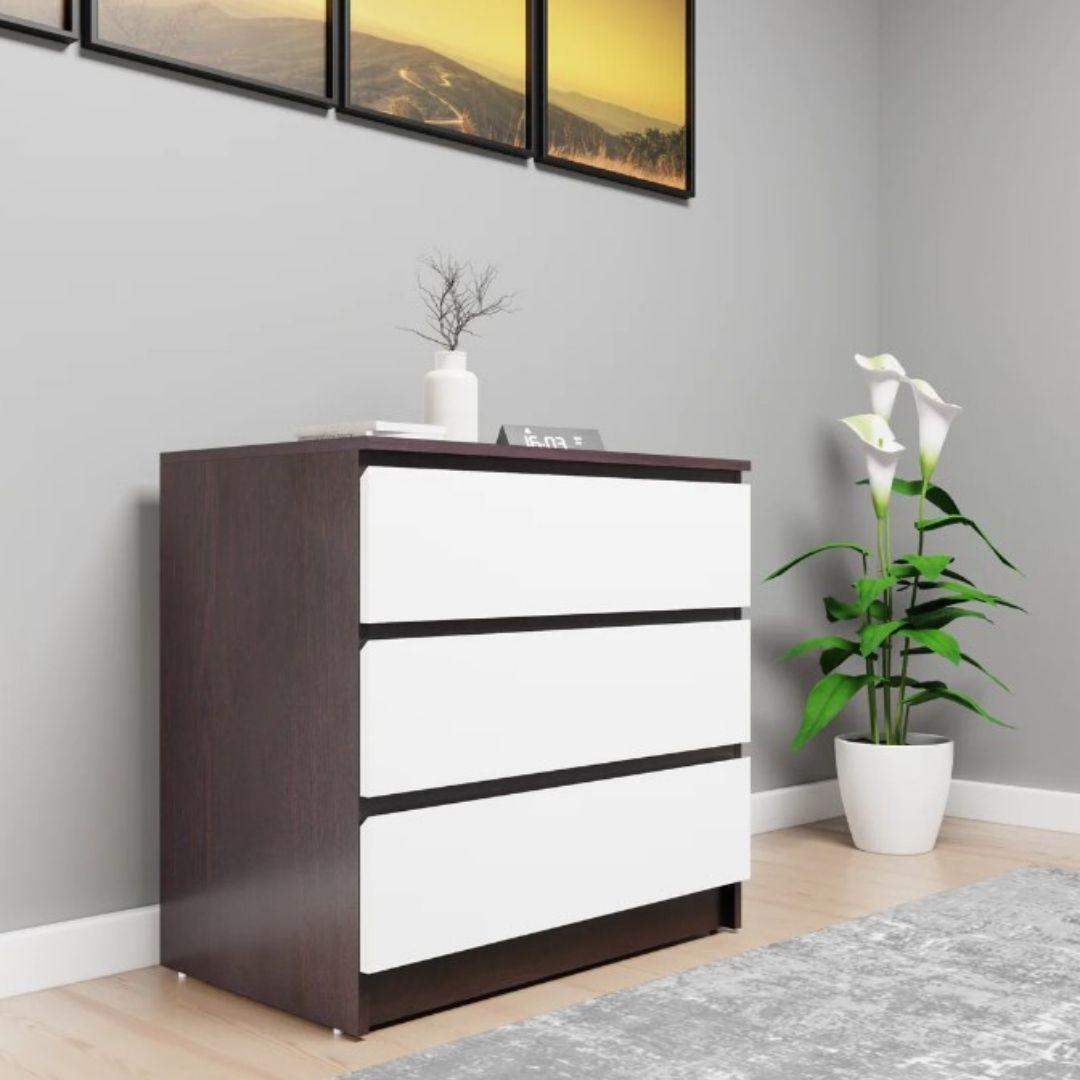 Neriah Engineered Wood Chest of Drawers in Wenge & White Colour