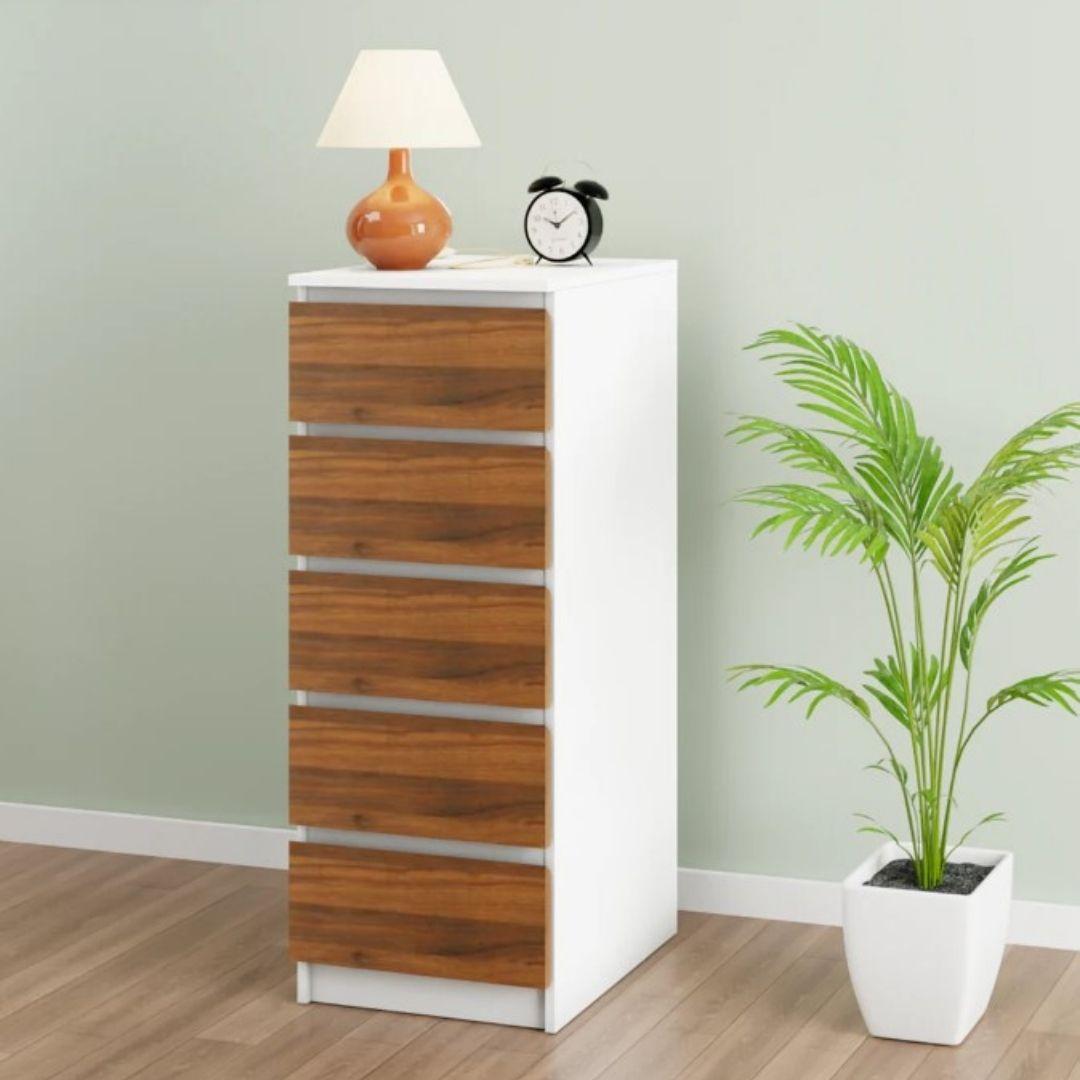 Giola Engineered Wood Chest of Drawers in Wenge & White Colour