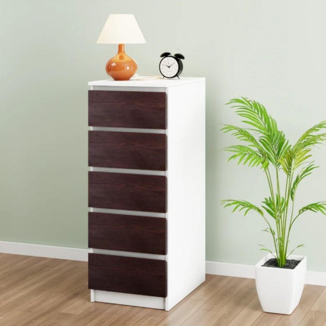 Giola Engineered Wood Chest of Drawers in Wenge & White Colour