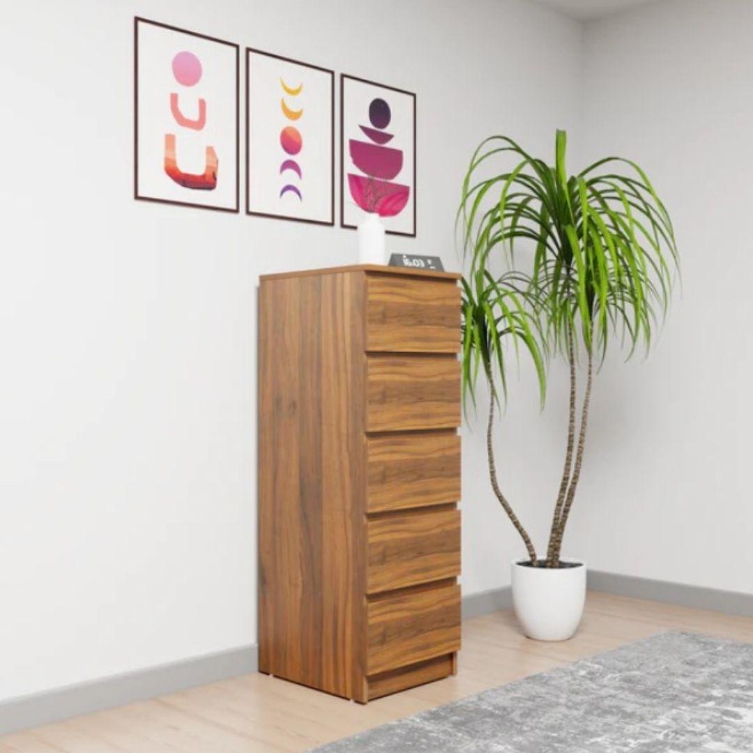 Giola Engineered Wood Chest of Drawers in Walnut Colour