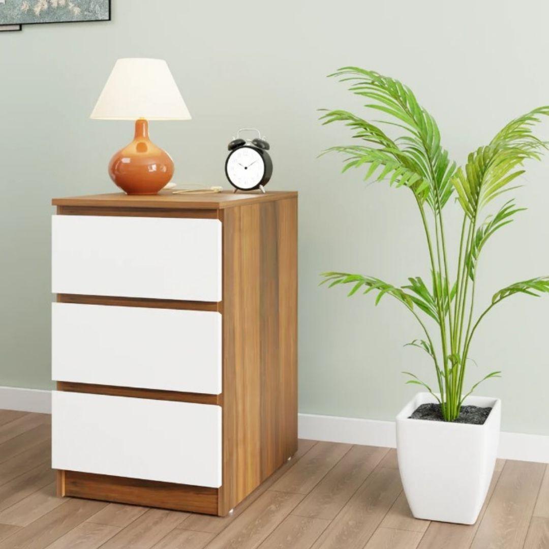 Lillian Engineered Wood Chest of Drawers in Walnut & White Colour